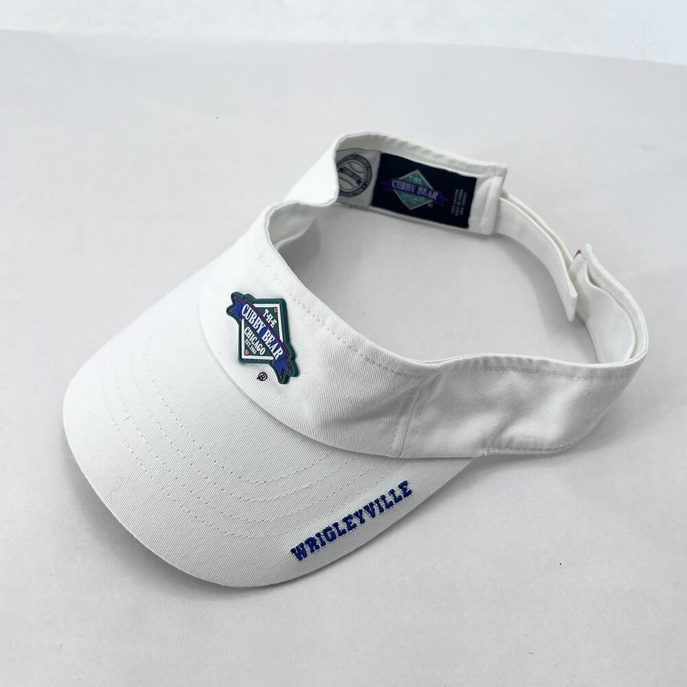 The Cubby Bear Chicago Wrigleyville Baseball White Visor Cap Hat Adjustable - Picture 3 of 7